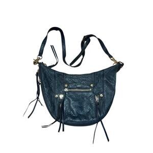 Botkier Crescent Logan Hobo Crossbody Shoulder Bag Black Leather Zipper